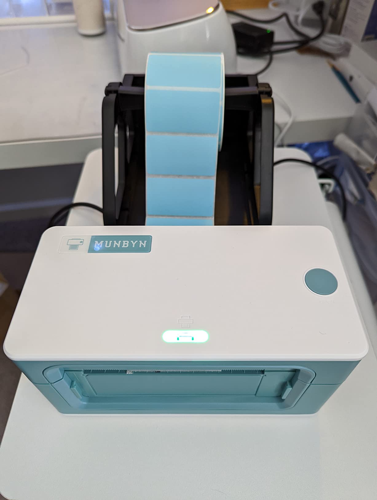 MUNBYN RealWriter 941 Bluetooth USB 4x6 Shipping Thermal Label Printer | USB & Bluetooth, Compatible with macOS & Windows, Supports Amazon Shopify USPS, Small Business & Home Use White customer photo 1