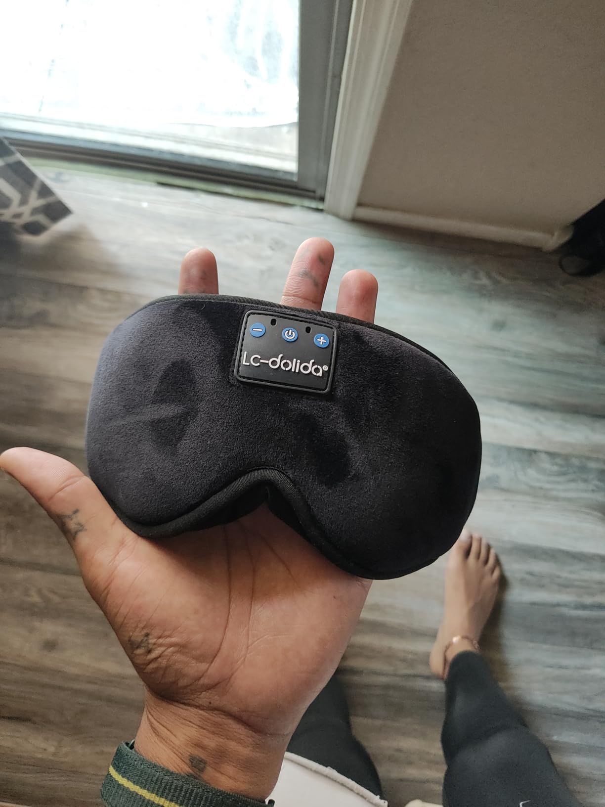 LC-dolida Sleep Headphones, 3D Sleep Mask Bluetooth Wireless Music Eye Mask, Sleeping Headphones for Side Sleepers Sleep Mask with Bluetooth Headphones Ultra-Thin Stereo Speakers Perfect for Sleeping customer photo 2