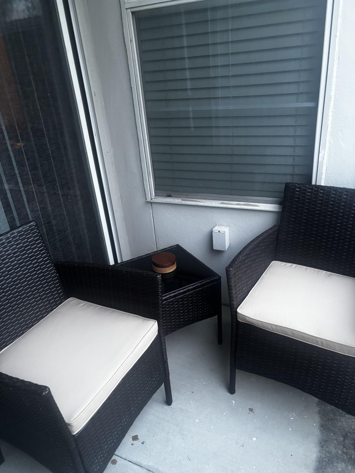 Yaheetech 3 Pieces Patio Porch Furniture Set, Outdoor PE Rattan Wicker Conversation Set with Soft Cushions, Glass Coffee Table & 2 Chairs for Garden/Deck/Courtyard/Poolside, Brown/Khaki customer photo 2