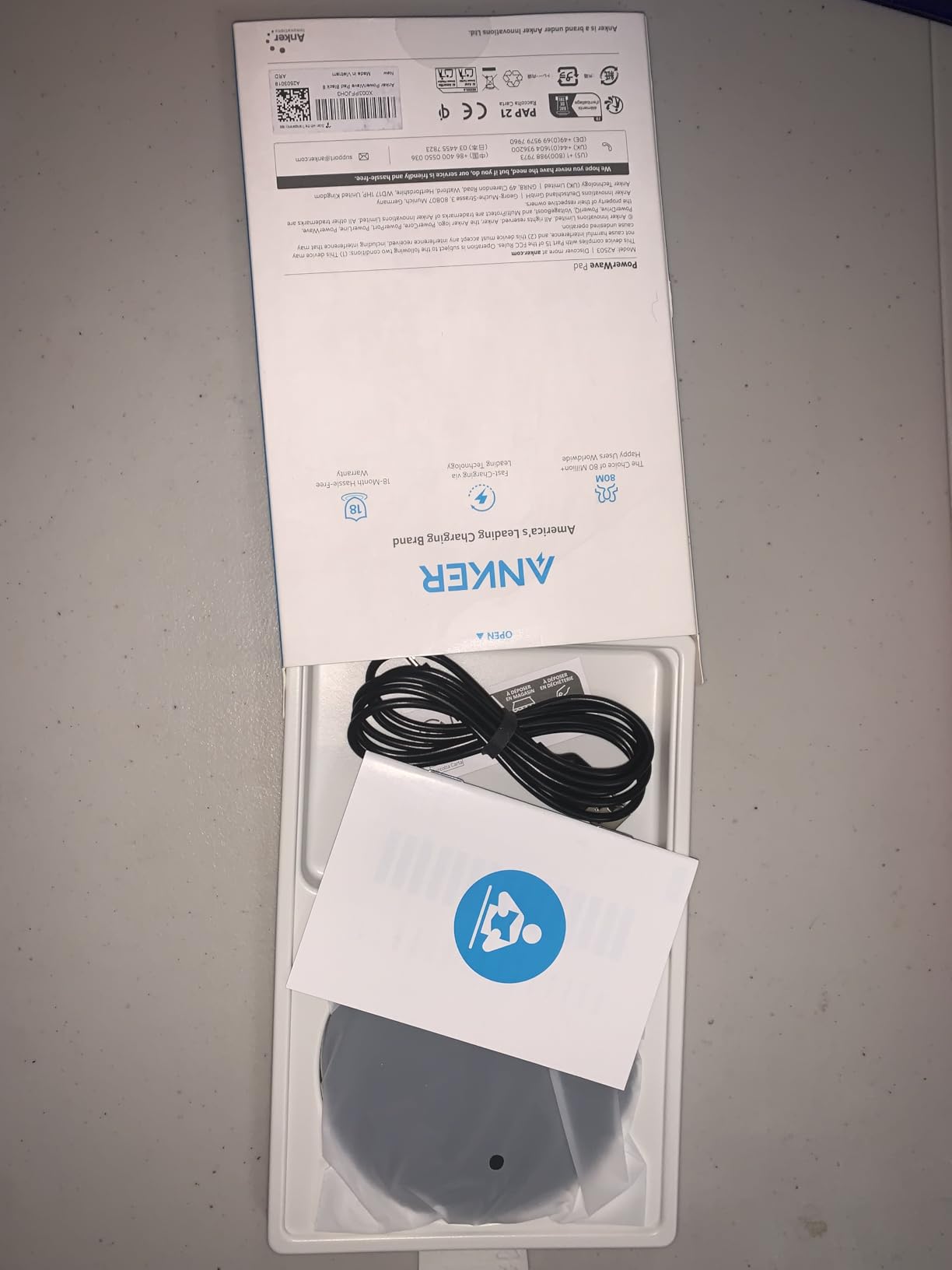 Anker 313 Qi-Certified 10W Fast Wireless Charger Pad | Portable Wireless Charging Pad for Samsung, iPhone, and AirPods (AC Adapter Not Included, Not MagSafe-Compatible) customer photo 2