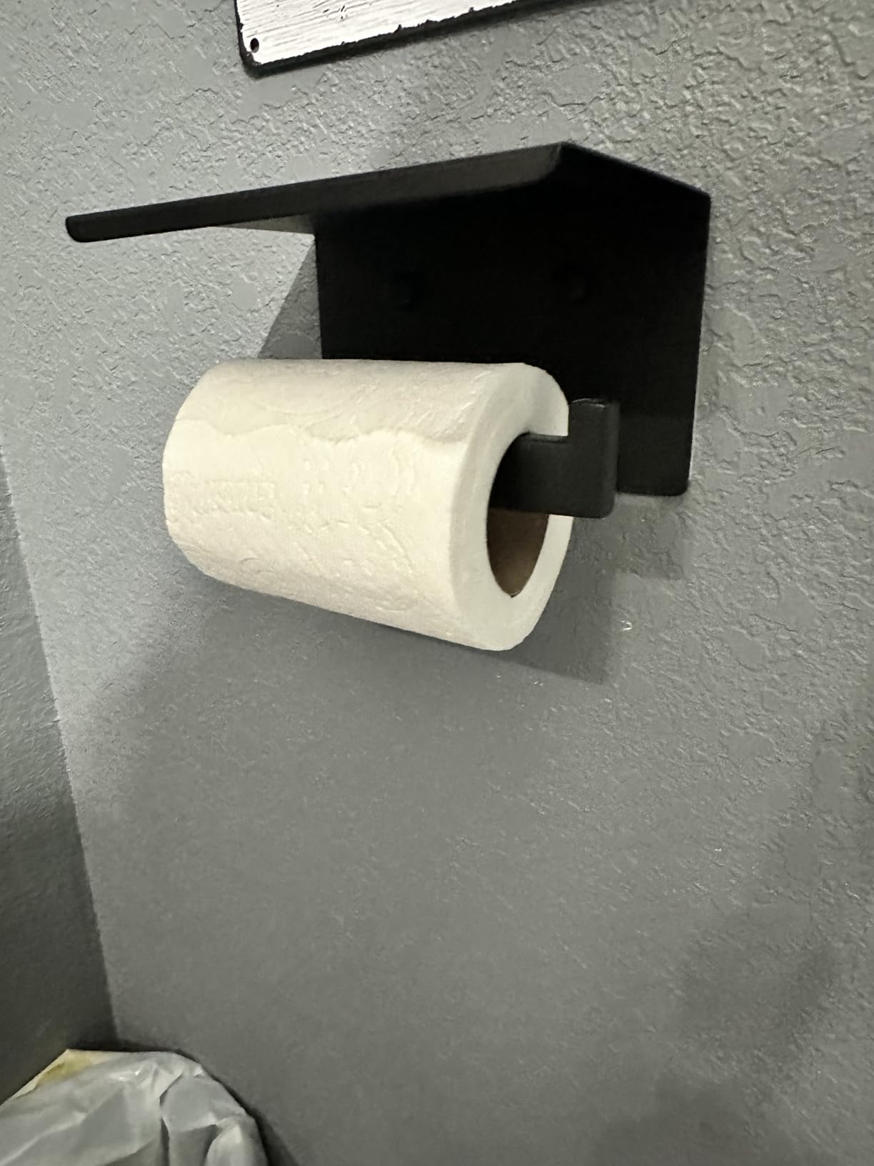 HITSLAM Toilet Paper Holder with Shelf, Stick on Matte Black Toilet Paper Roll Holder, Self Adhesive or Wall-Mount with Screws for Bathroom,Washroom customer photo 2