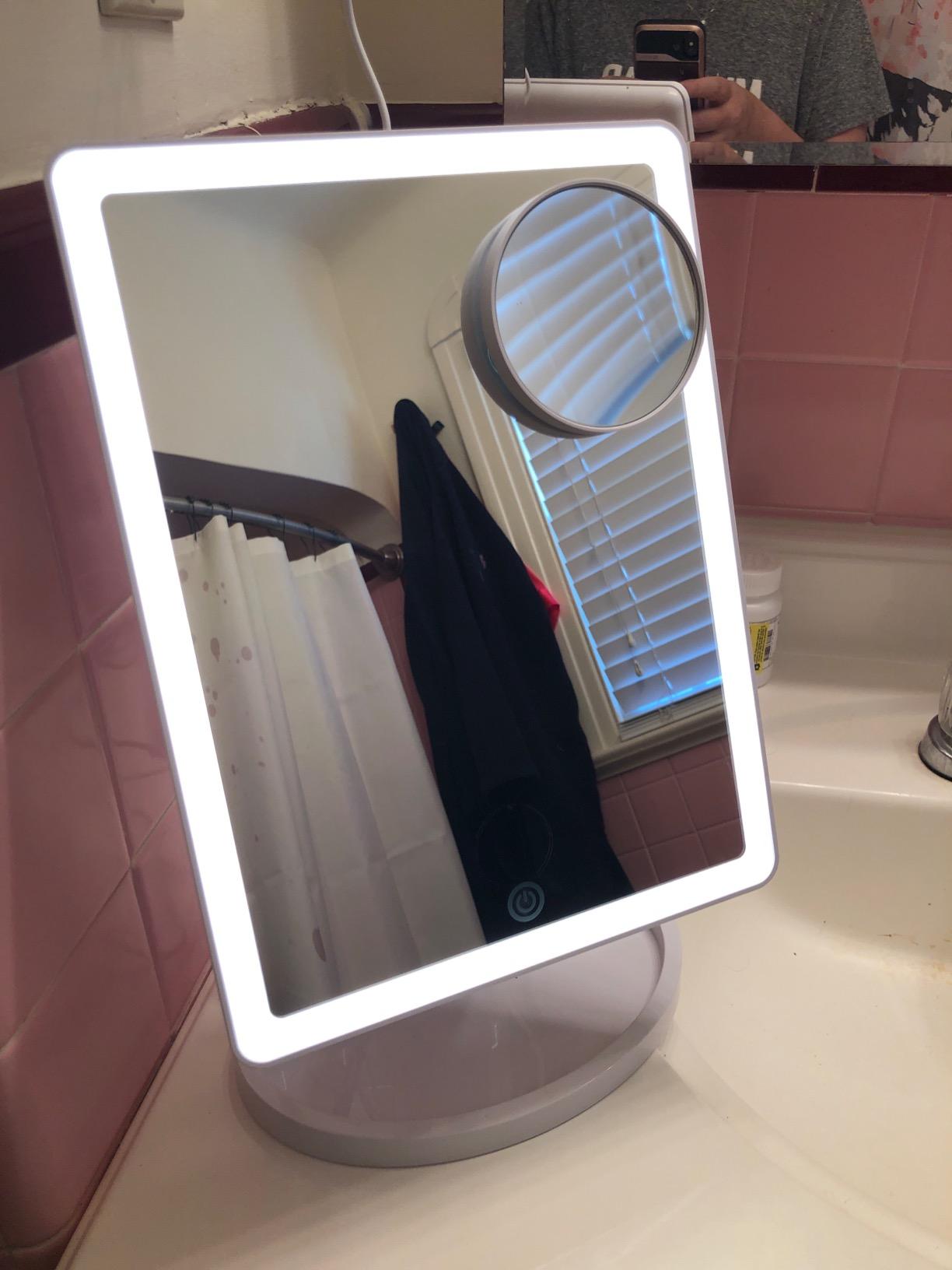 FUNTOUCH Large Lighted Makeup Mirror with Lights (White) customer photo 1