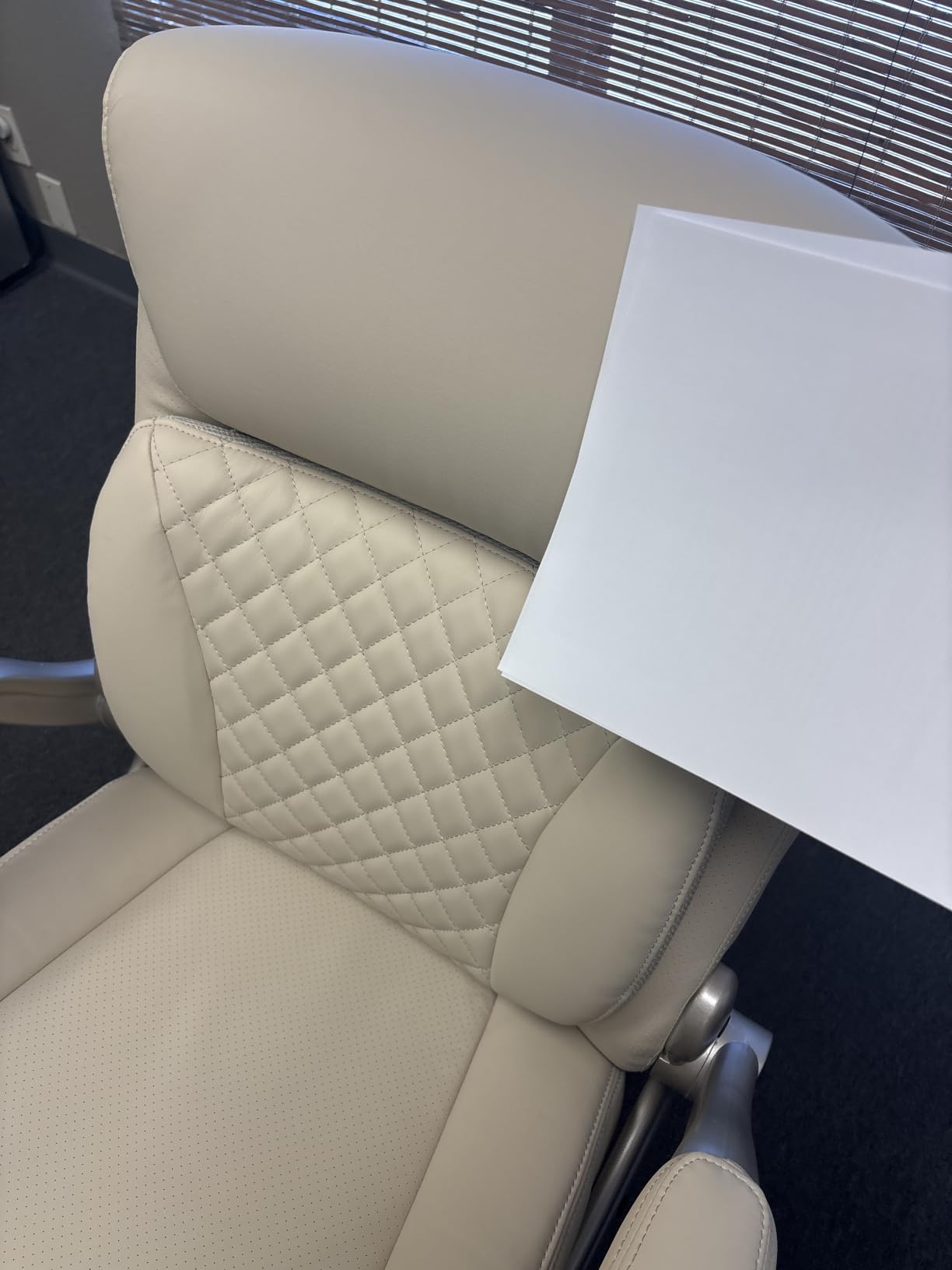 Amazon Basics Ergonomic Executive Office Chair with Adjustable Lumbar Support, Flip-up Arms, Height Adjustable, 360° Rolling Swivel, Computer Desk Chair, Grey Leather customer photo 1