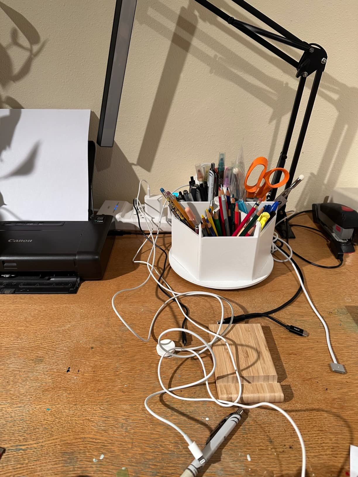 Pezin & Hulin Bamboo Charging Station with USB Charger,5Cables-Natural customer photo 2