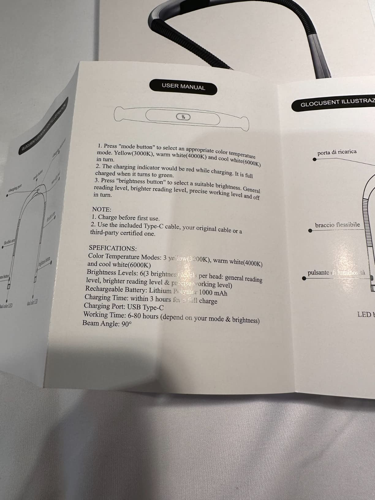 Glocusent Reading Light,Bendable Neck Light,80-hr Rechargeable Book Light customer photo 2