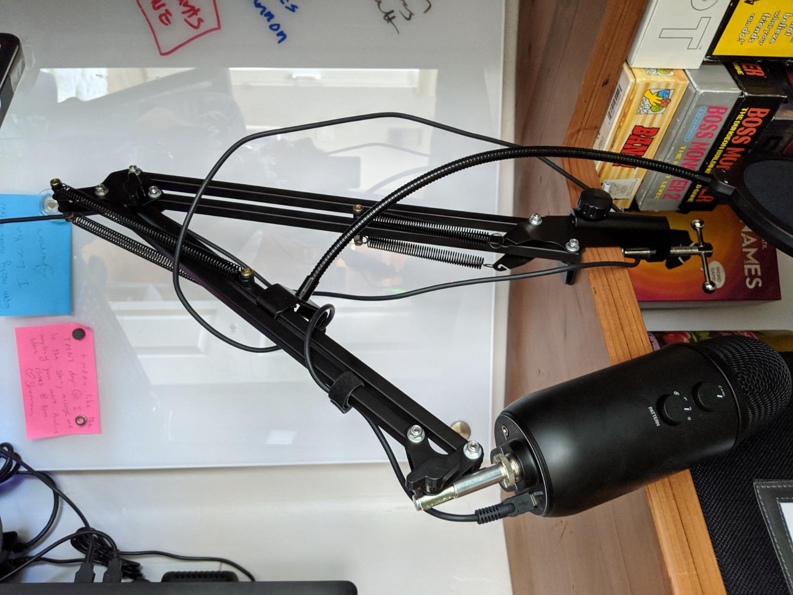 InnoGear Microphone Stand Mic Boom Arm for Blue Yeti HyperX QuadCast S SoloCast Snowball Fifine K669B and other Mic, with Shock Mount Windscreen Pop Filter Mic Clip Holder Cable Ties, Medium | Pop Fiilter and Shock Mount Included, for Desk Thickness Within 2