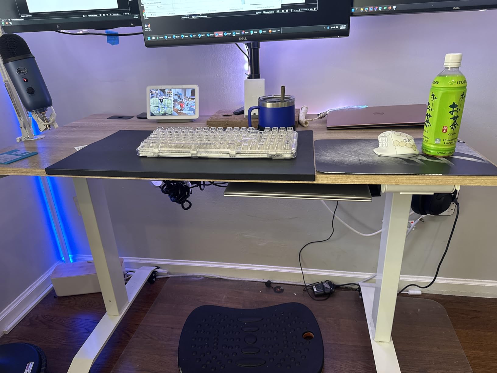SHW 48-Inch Electric Height Adjustable Standing Desk w/Drawer, Maple | w/ Memory Presets and Cable Management | Drawer with adjustable compartments | Hanging Hooks customer photo 2