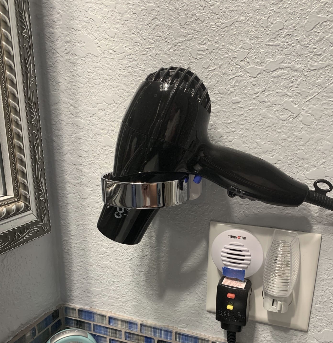 Hair Dryer Holder For Wall Mount , Bathroom Cabinet Door Blow Dryer Stand customer photo 1