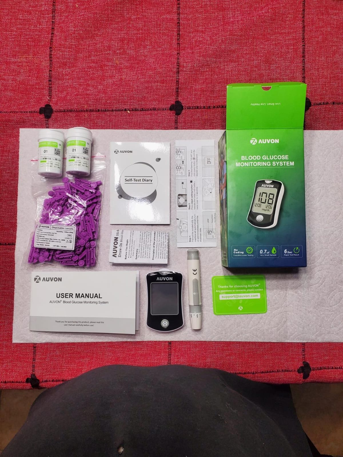 AUVON Blood Glucose Monitor Kit for Accurate Test, 100 Strips, No Coding customer photo 1