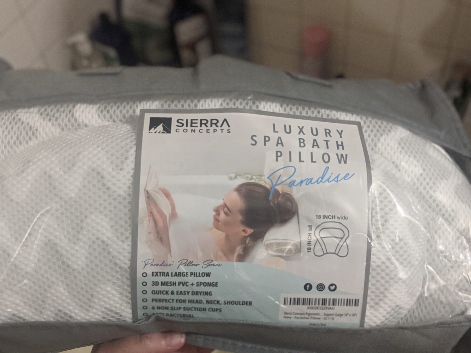 Bath Pillow for Tub, Luxury Spa Bathtub Head & Neck Cushion, Large Mesh customer photo 2