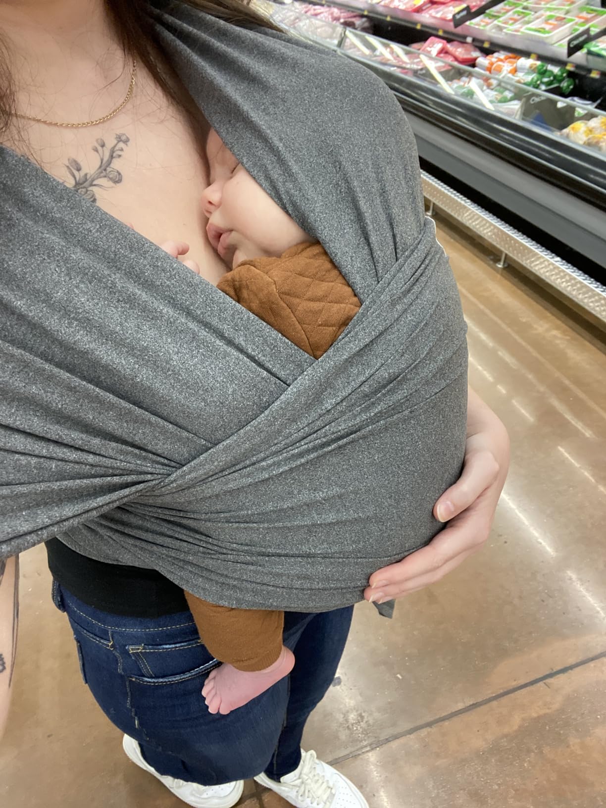 Baby Wraps Carrier, Jeroray Baby Carrier,Hands Free Infant Carrier, Lightweight,Breathable,Softness,Heather Grey customer photo 1