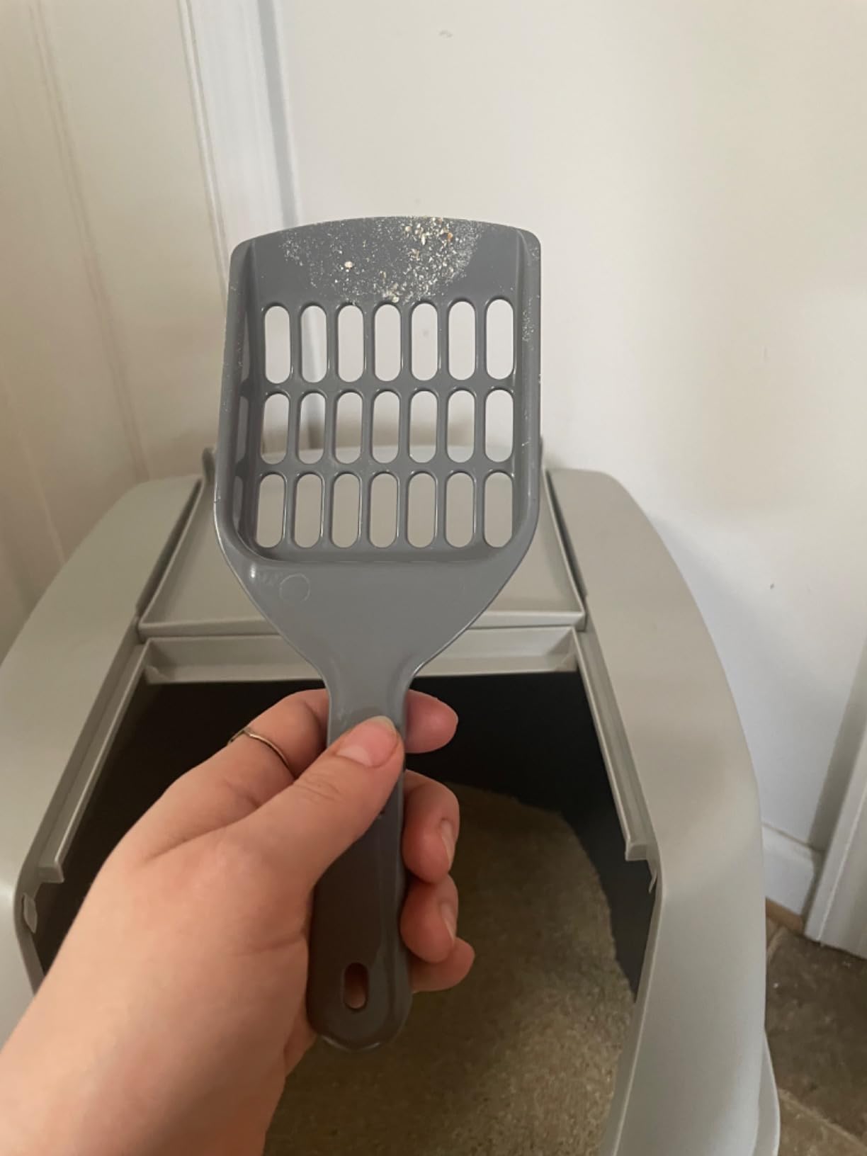 IRIS USA Large Corner Cat Litter Box, Space Saver, Dark Gray customer photo 2