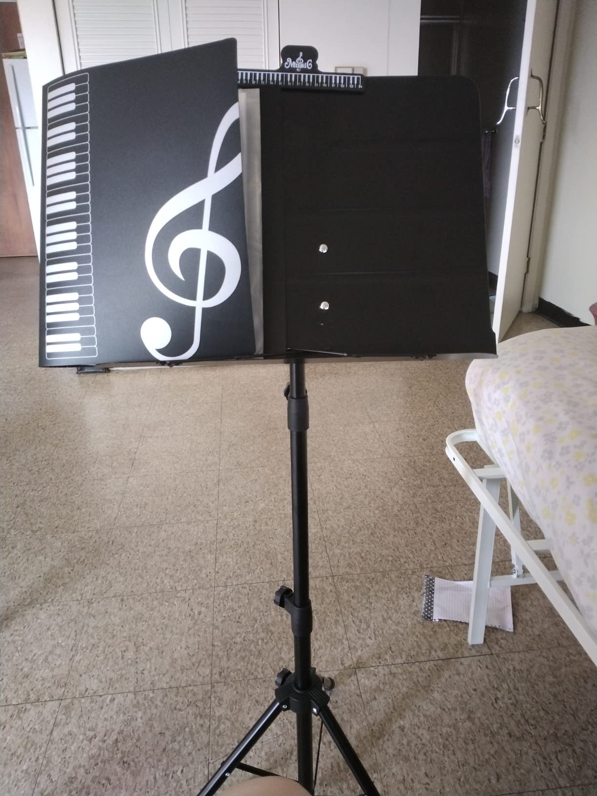 K KASONIC - Dual-Use Folding Sheet Music Stand & Desktop Book Stand with Portable Carrying Bag, Sheet Music Folder & Clip Holder (Black) customer photo 1