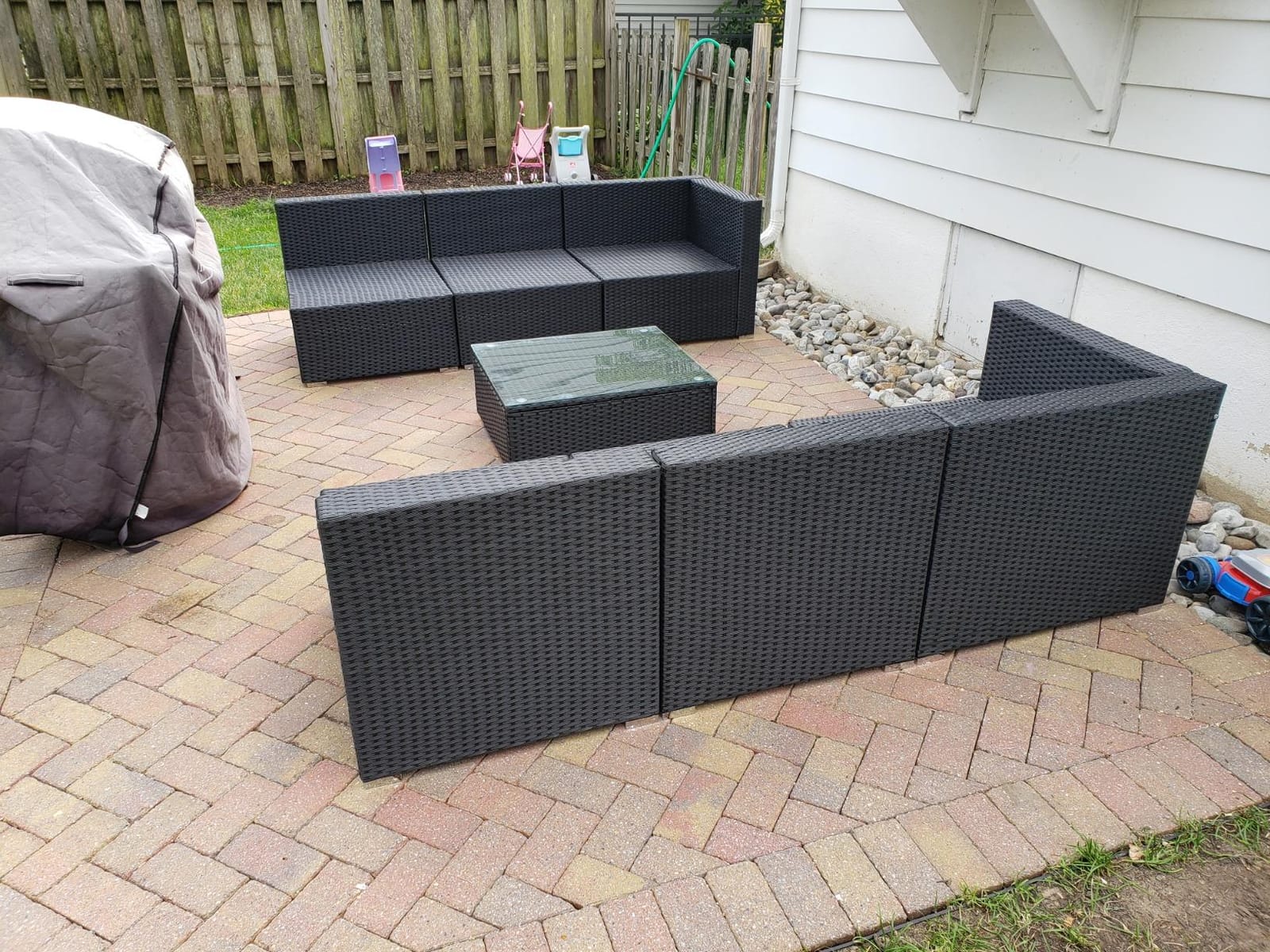 Pamapic 7 Pieces Outdoor Sectional Furniture,Wicker Patio sectional Furniture Sets,All-Weather Rattan Sectional Sofa Conversation Set with Coffee Table and Washable Couch Cushions Covers customer photo 1