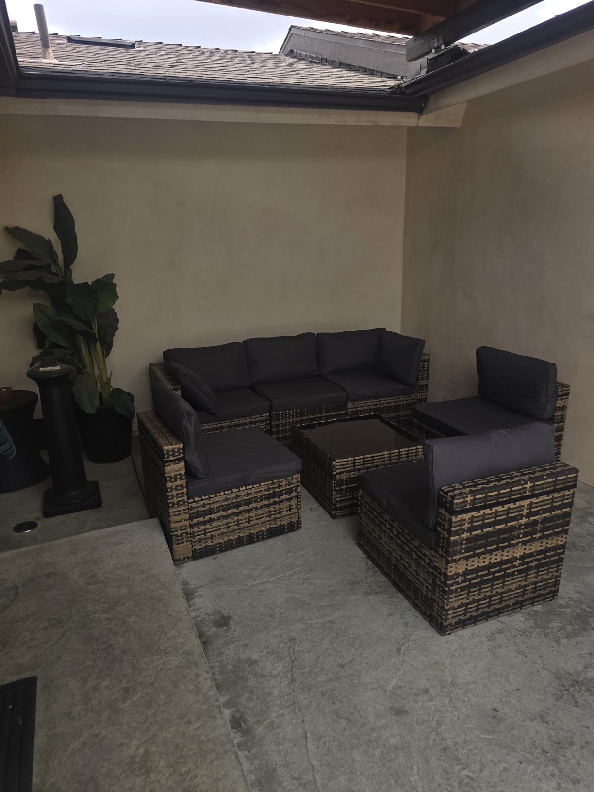 Pamapic 7 Pieces Outdoor Sectional Furniture,Wicker Patio sectional Furniture Sets,All-Weather Rattan Sectional Sofa Conversation Set with Coffee Table and Washable Couch Cushions Covers customer photo 2