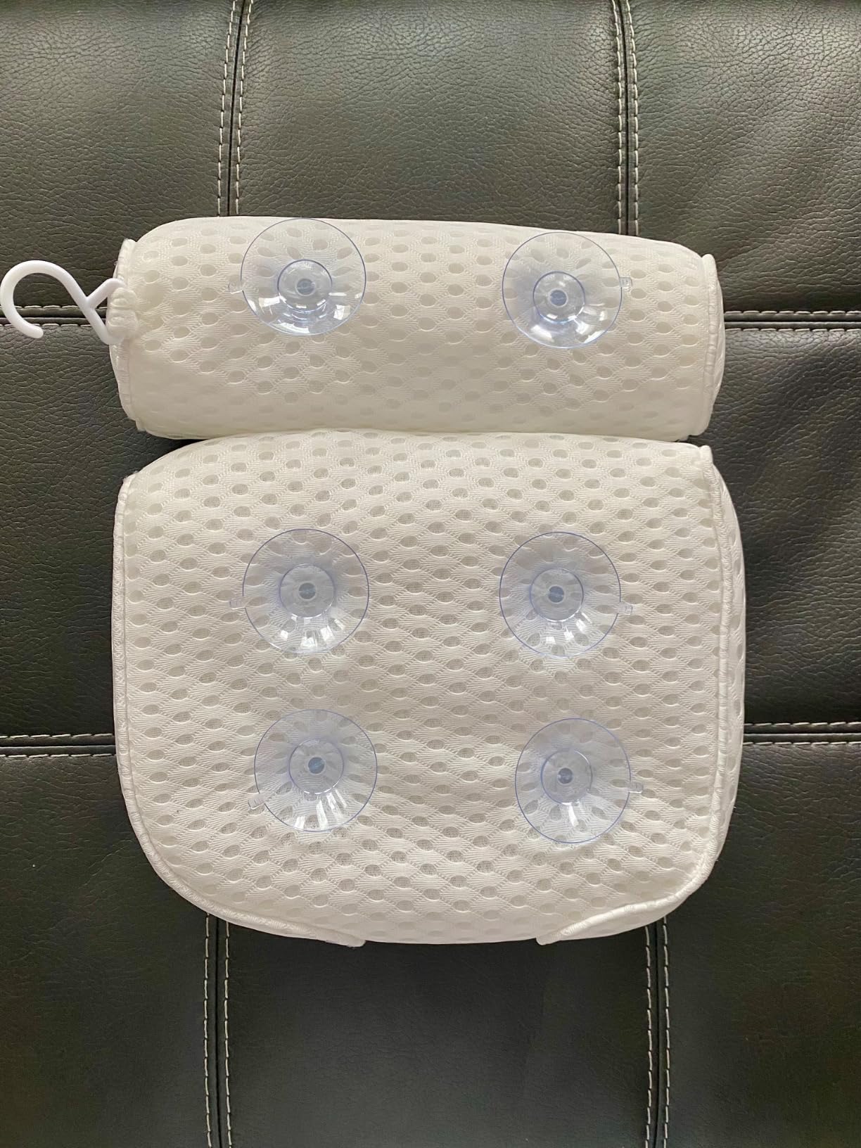 AEROiVi Luxury Bath Pillows for Tub Soft Mesh Strong 6 Suction Cups White customer photo 2
