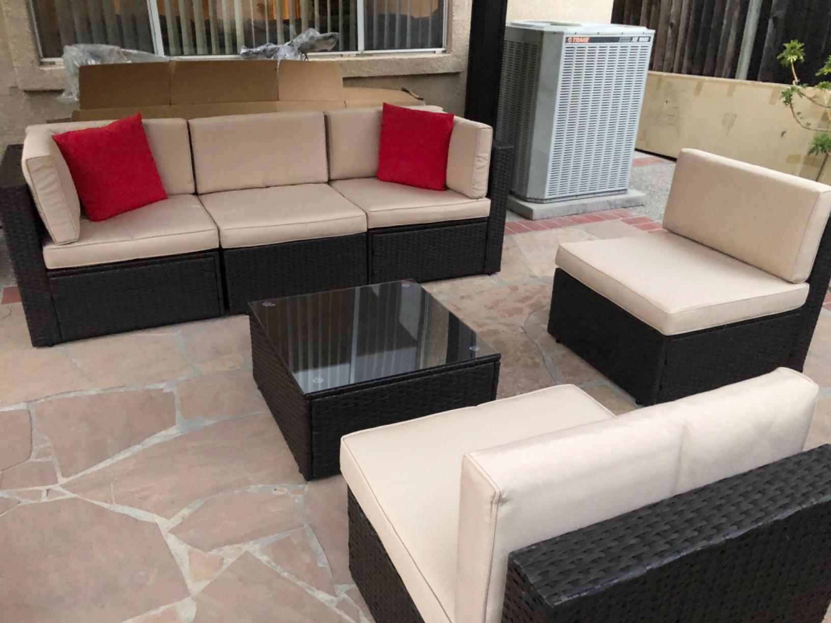 Vongrasig 6 Piece Patio Furniture Set, Small Outdoor Sectional Sofa Couch customer photo 2