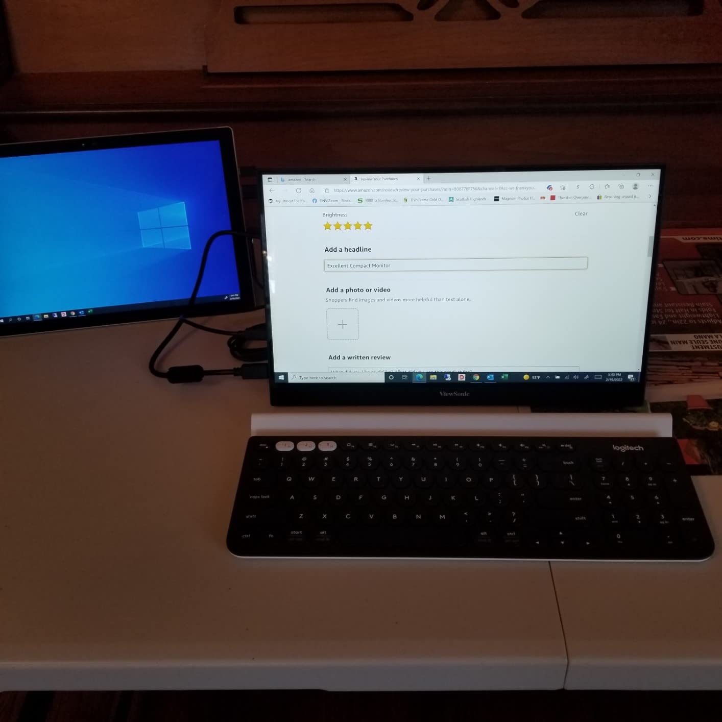 ViewSonic TD1655 15.6 Inch 1080p Touchscreen Portable Monitor, IPS Display for Interactive Workflows and Second Screen Productivity, Built-in Stand, 60W USB-C, mini HDMI, and Smart Cover customer photo 1