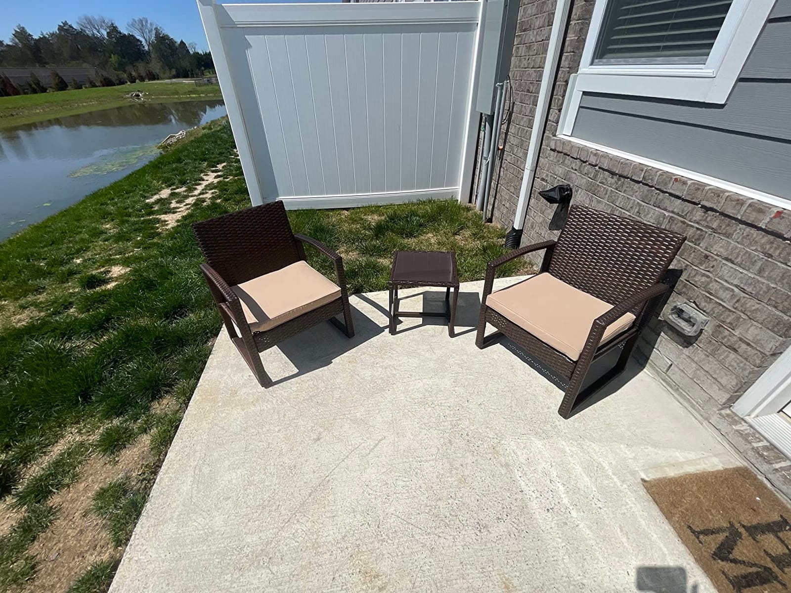 Patiorama 3 Piece Patio Furniture Set, Wicker Conversation Set-Dark Grey customer photo 2