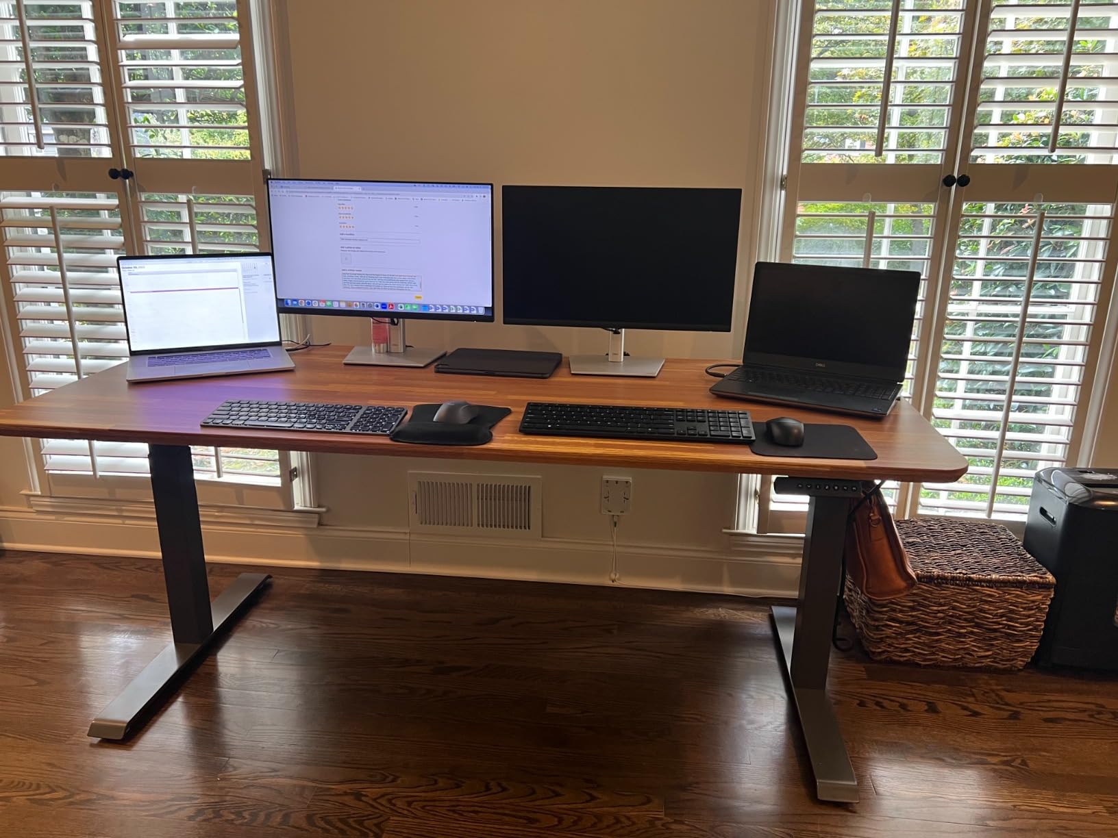 Vari Classic Electric Standing Desk - 60x30 - Reclaimed Wood/Slate | Height Adjustable Sit-Stand Desk, Dual Motor with 4 Memory Presets, Stable T-Style Legs customer photo 1