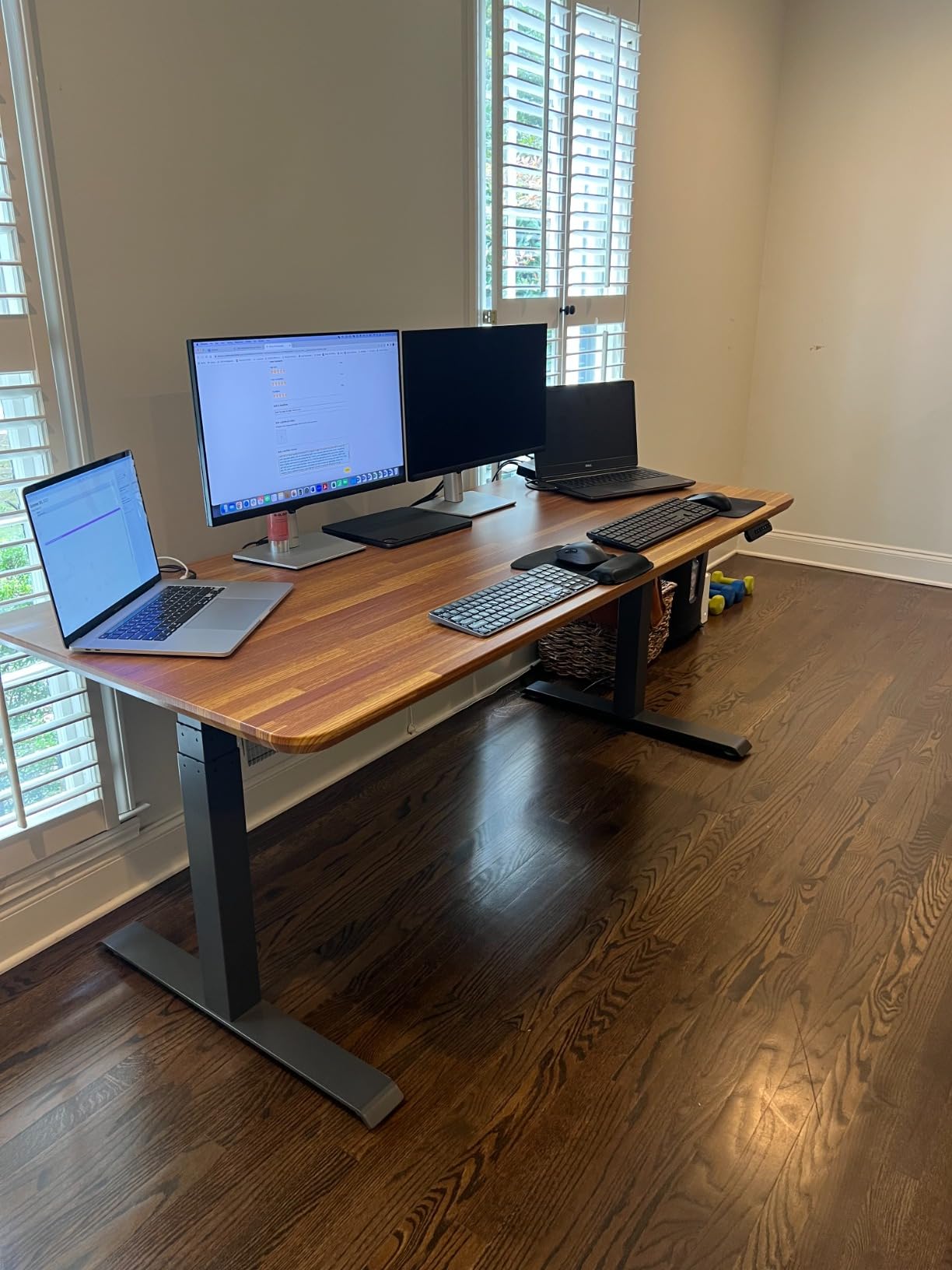 Vari Classic Electric Standing Desk - 60x30 - Reclaimed Wood/Slate | Height Adjustable Sit-Stand Desk, Dual Motor with 4 Memory Presets, Stable T-Style Legs customer photo 2