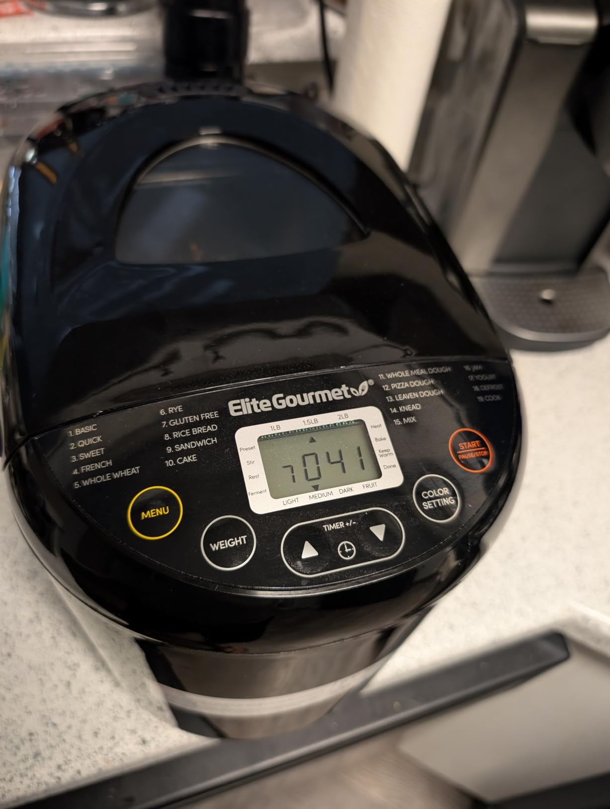 Elite Gourmet Programmable Bread Maker, 2 Lb, 3 Sizes, 19 Presets, Black customer photo 1