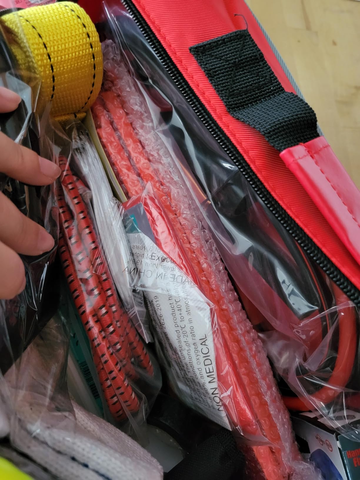 General Medi 127-Pieces Roadside Car Emergency Kit Include Mini First Aid Kit, Jumper Cables,Tow Rope, Bandage, Safety Vest, Emergency Triangle, All in One Pack customer photo 1