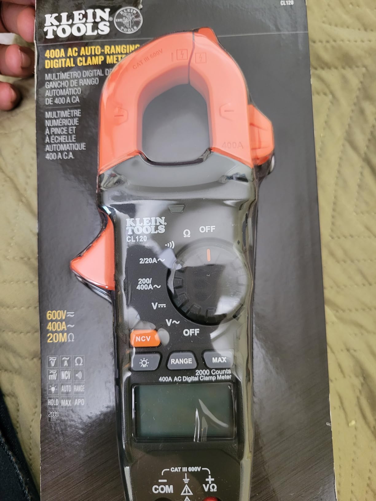 Klein Tools CL120 Digital Clamp Meter, Auto-Ranging 400 Amp AC customer photo 1
