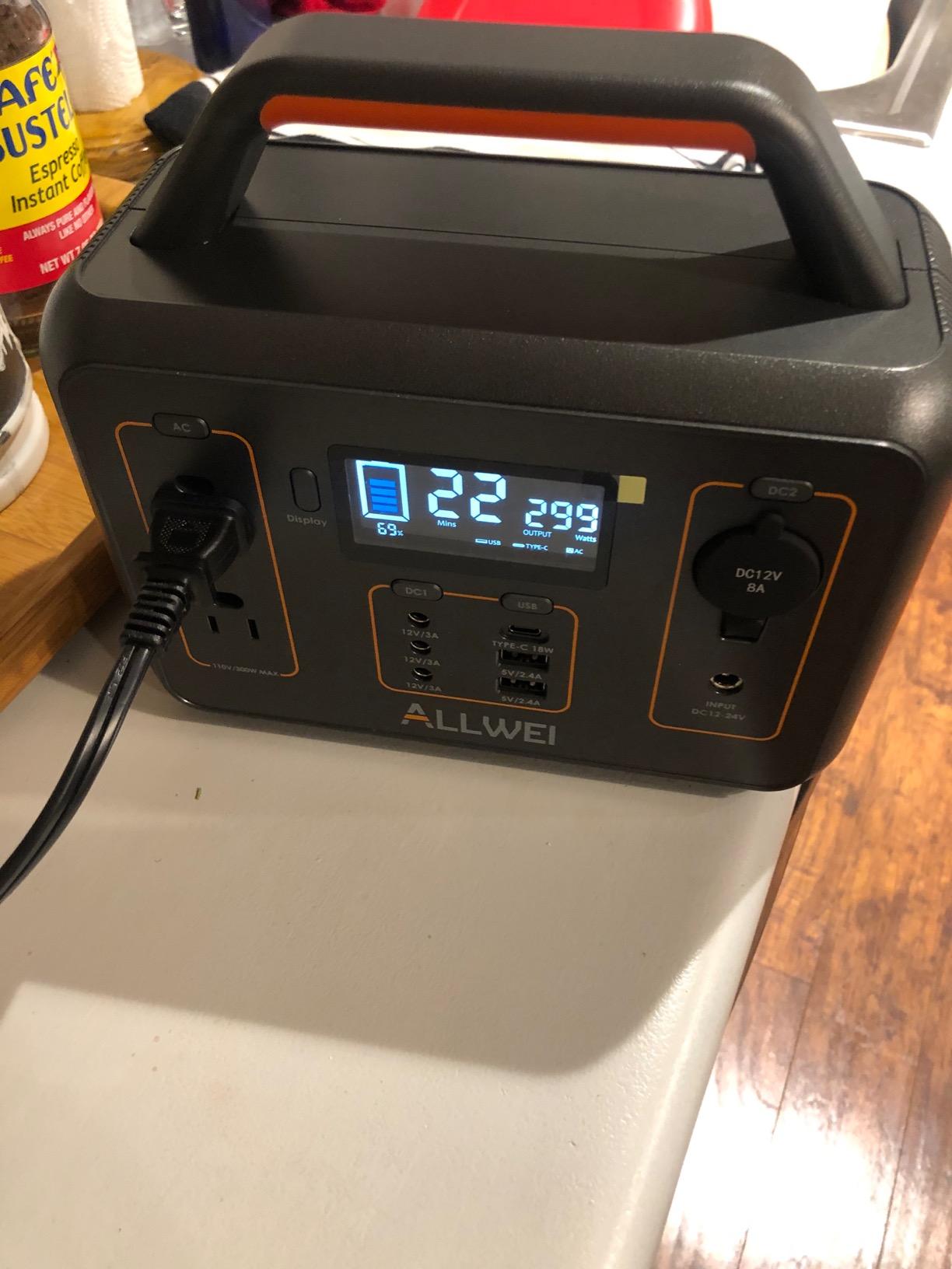 ALLWEI Portable Power Station 300W, 256Wh Solar Generator LiFePO4 Battery, Pure Sine Wave AC Outlet, PD 60W Fast Charging, MPPT & BMS Protection, Compact for Camping Outdoor Home Backup Emergency CPAP customer photo 2