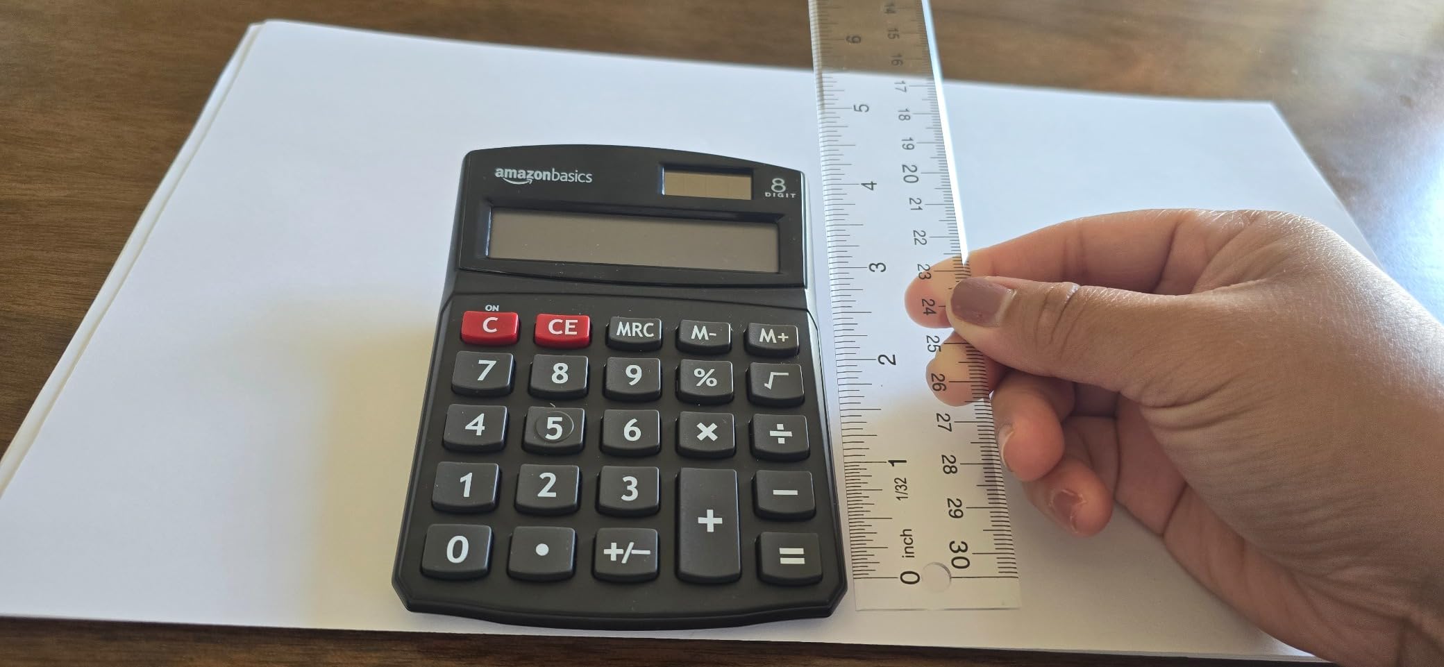 Amazon Basics LCD 8-Digit Desktop Calculator, Portable and Easy to Use, Black, 1-Pack customer photo 2