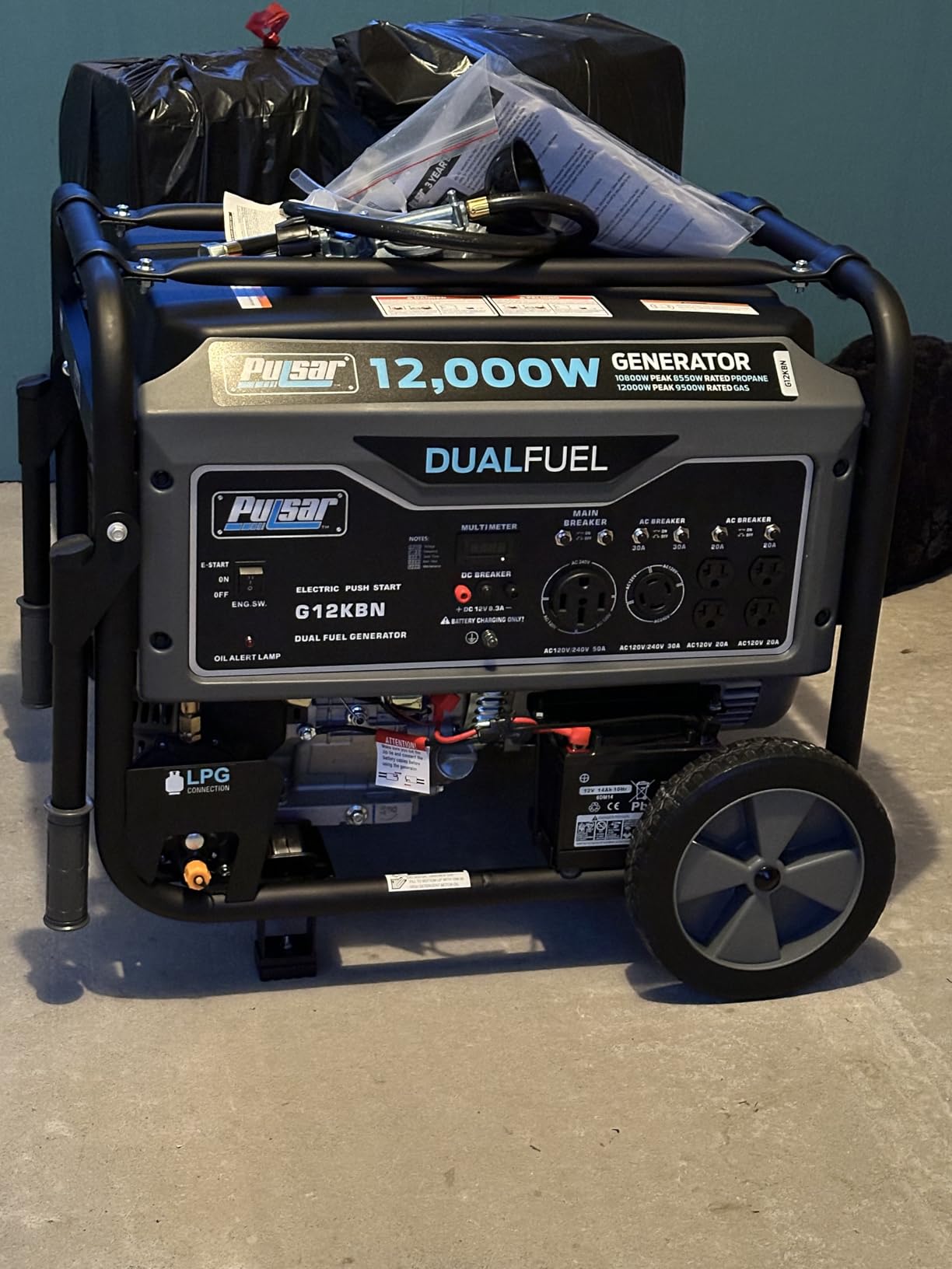 Pulsar G12KBN-SG Heavy Duty Portable Dual Fuel Generator - 9500 Rated Watts & 12000 Peak Watts - Gas & LPG - Electric Start - Transfer Switch & RV Ready - CARB Compliant customer photo 2
