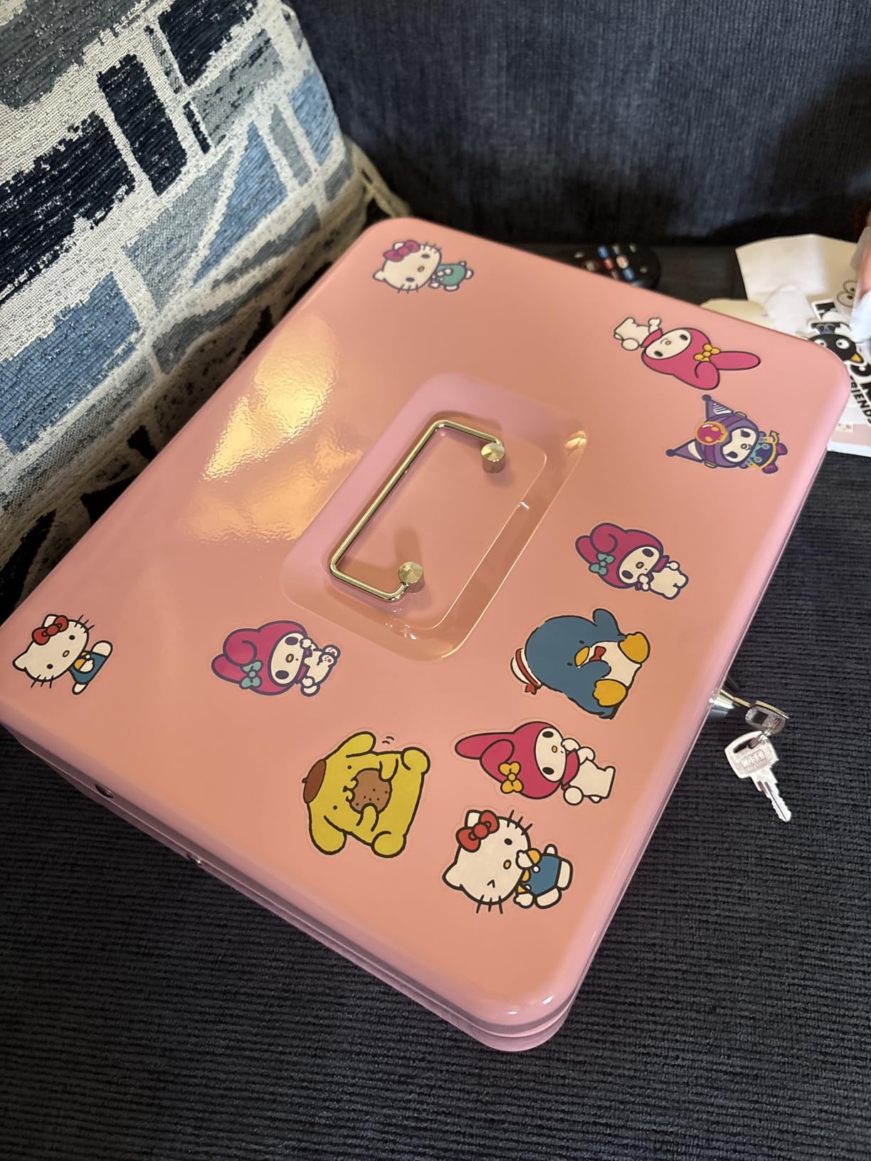 xydled Cash Box with Key Lock, Metal Money Box, Safe Storage box, Pink customer photo 1