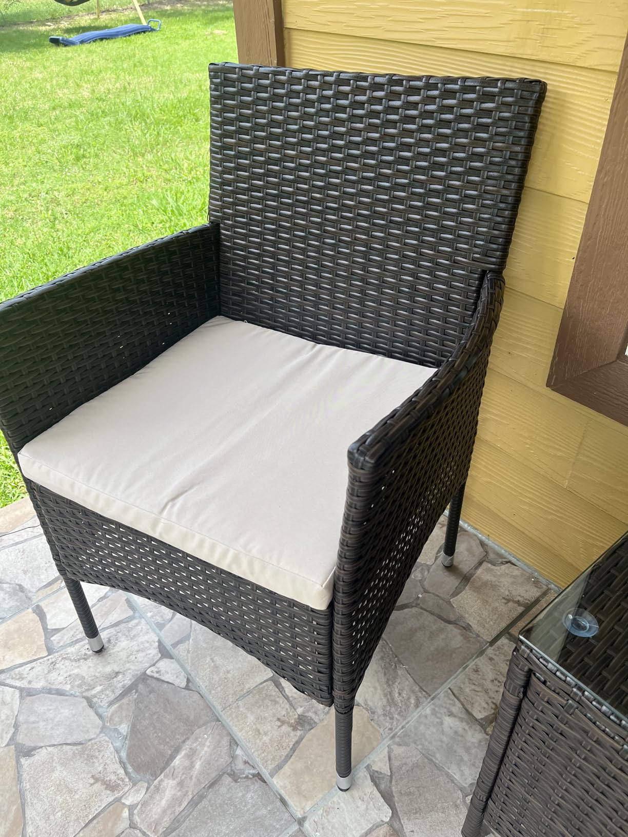 Greesum 3 Pieces Patio Furniture Sets Outdoor PE Wicker Chairs,Beige customer photo 1