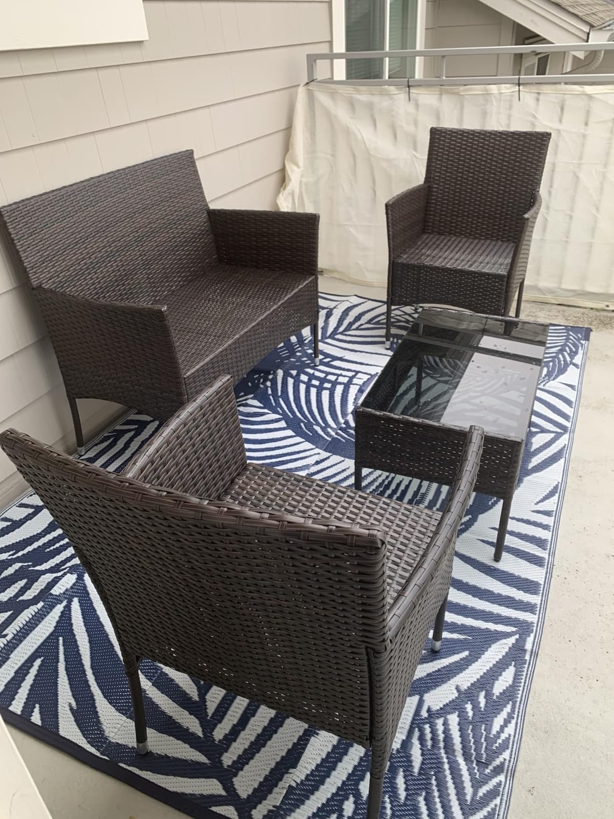 Greesum Patio Furniture 4 Pieces Conversation Sets,Brown and Beige customer photo 1