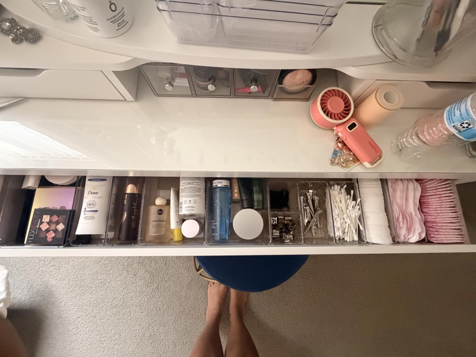 Vtopmart 25 PCS Clear Plastic Drawer Organizers Set, 4-Size Versatile Bathroom and Vanity Drawer Organizer Trays, Storage Bins for Makeup, Bedroom, Kitchen Gadgets Utensils and Office | 4-Size Versatile Makeup Organizer, Storage Containers Small Bins for Makeup, Jewelries, Bedroom, Kitchen Utensils and Office customer photo 2