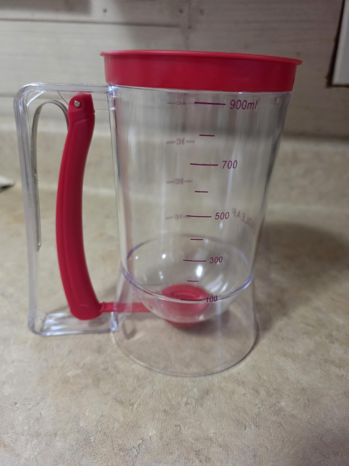 BBSTARZ Pancake Batter Dispenser – 4-Cup Batter Dispenser with Squeeze Handle & Measuring Marks for Pancakes, Waffles, Muffins, Crepes & Cupcakes – Baking Tool(Red) customer photo 2