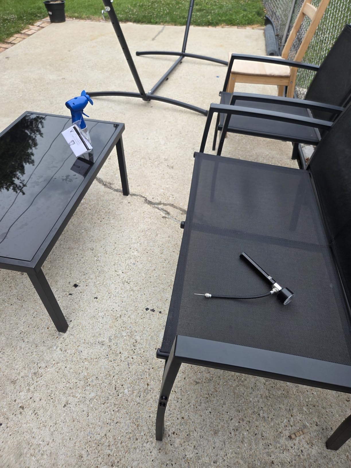 Vongrasig 4 Pieces Patio Furniture Sets,Outdoor Patio Conversation Sets with Glass Coffee Table, Small Porch Balcony Furniture, Patio Table and Chairs Set for Garden, Backyard (Black) customer photo 2