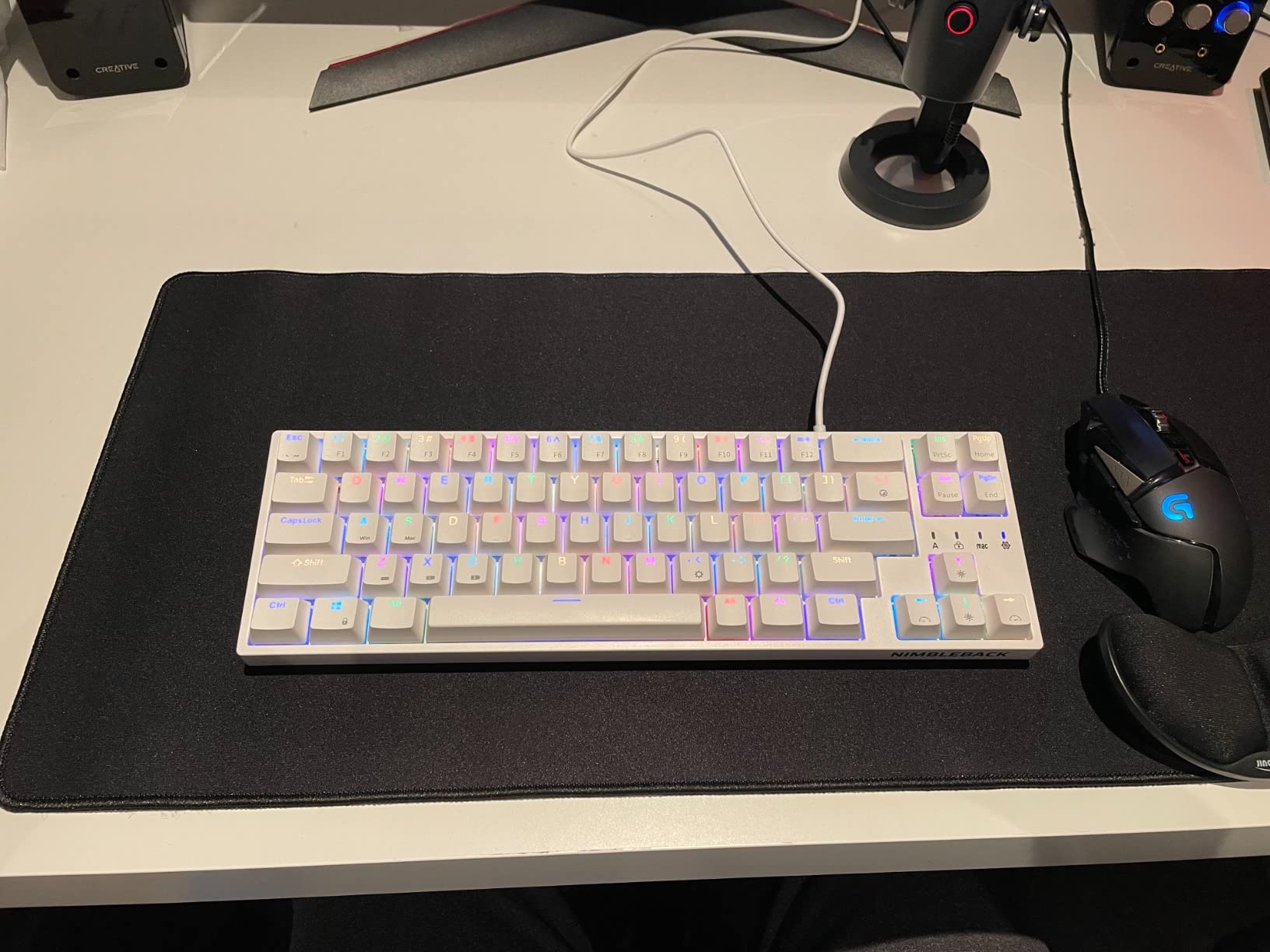 LTC NB681 Nimbleback Wired 65% Mechanical Keyboard, RGB Backlit Ultra-Compact 68 Keys Gaming Keyboard with Hot-Swappable Switch and Stand-Alone Arrow/Control Keys (Hot Swappable Brown Switch, White) customer photo 2