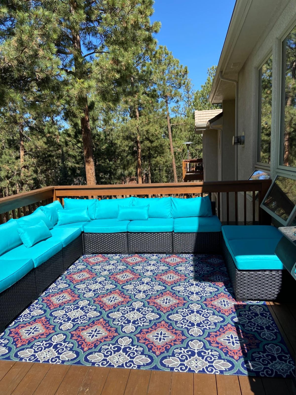 Rattaner 10 Pieces Outdoor Sectional All-Weather Wicker Patio Furniture Set Patio Sectional and Steel Fire Table and Glass Patio Table Non-Slip Cushions and Waterproof Covers, Khaki customer photo 2