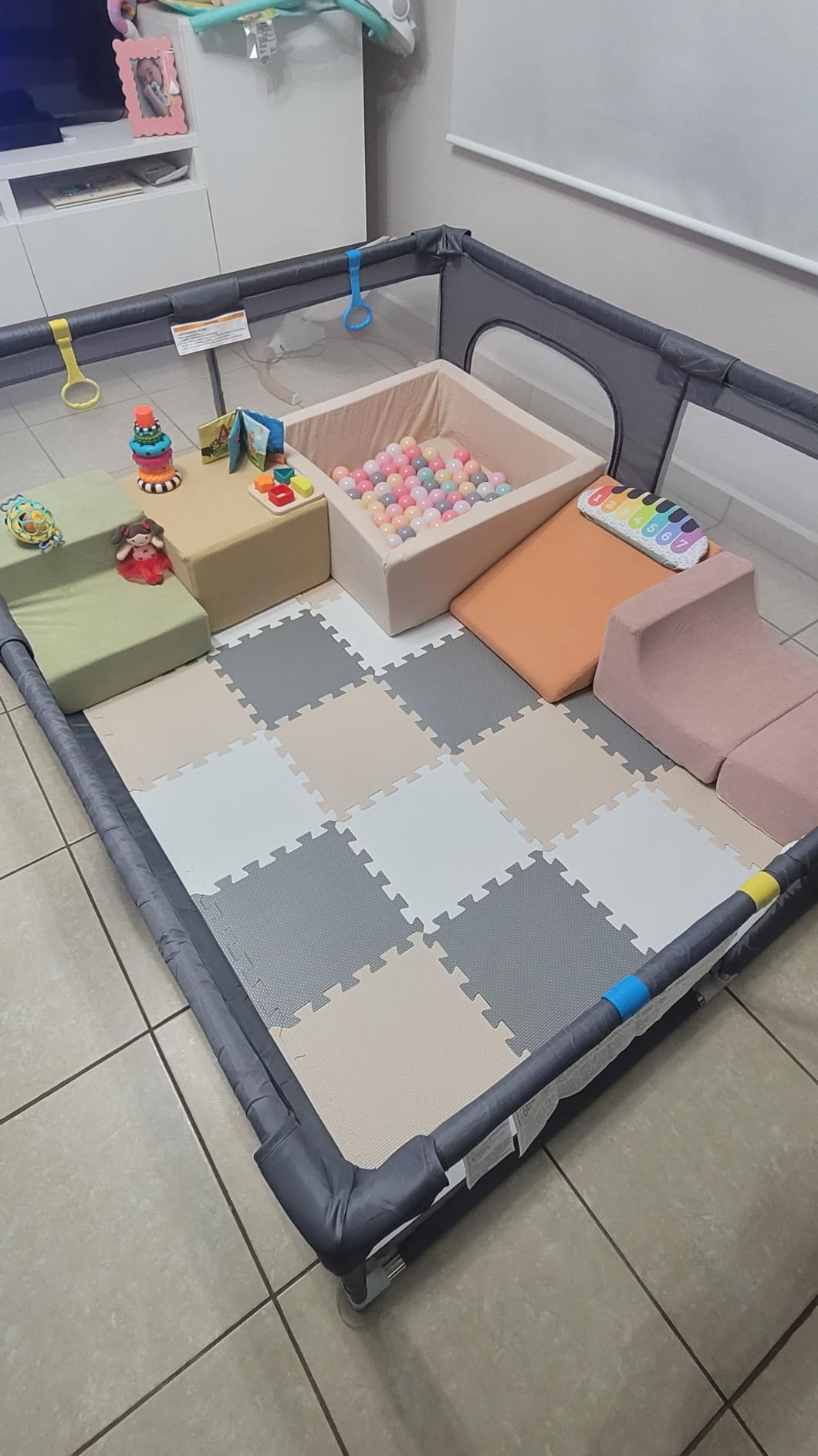 MioTetto Baby Play Mat, Soft Foam Floor Tiles for Kids. Adjustable Interlocking Foam Tiles, Fits with 50x50 Playpen Baby mat for Crawling & Development, Safe & Non-Toxic Playmat for Babies 6-12 Months customer photo 1