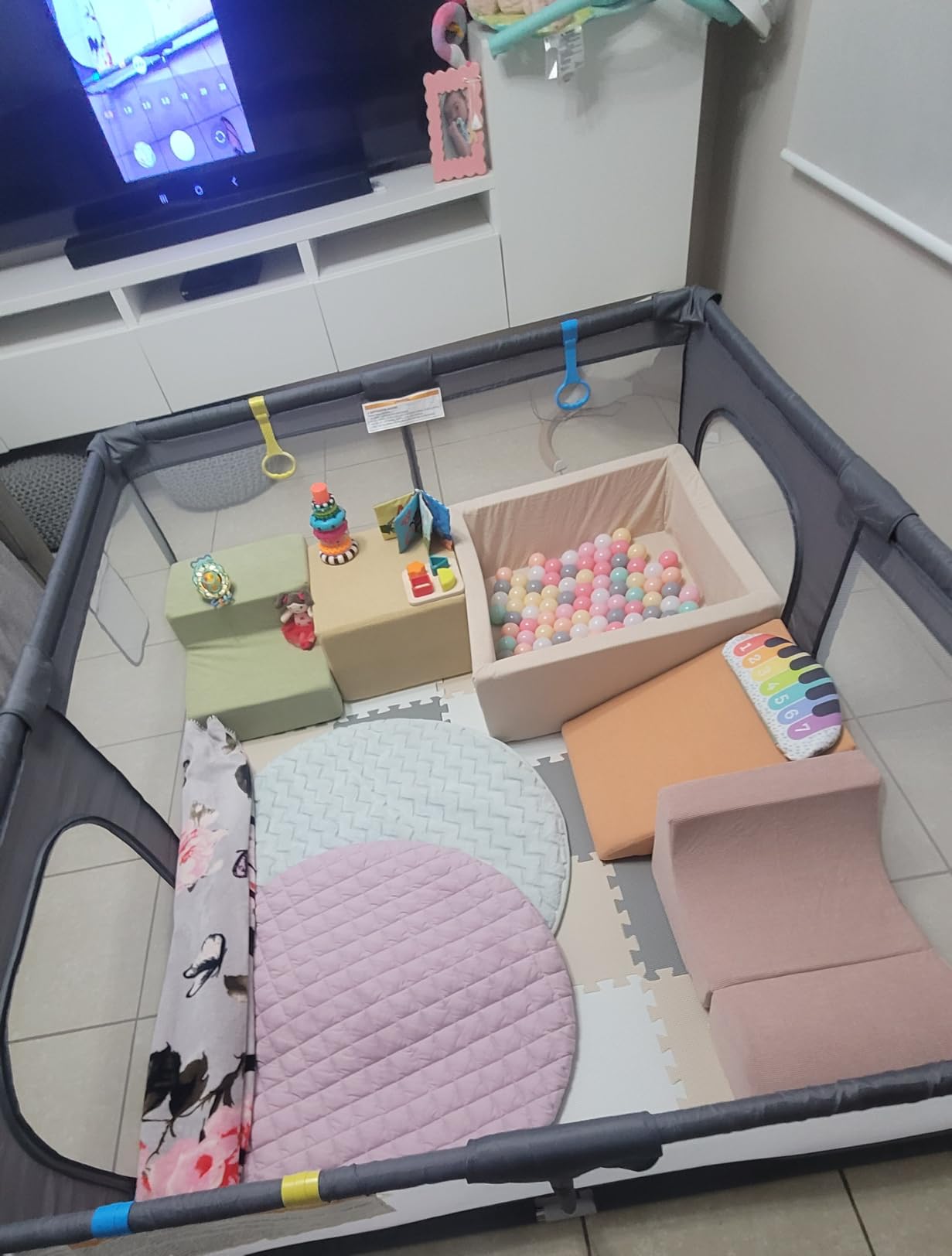 MioTetto Baby Play Mat, Soft Foam Floor Tiles for Kids. Adjustable Interlocking Foam Tiles, Fits with 50x50 Playpen Baby mat for Crawling & Development, Safe & Non-Toxic Playmat for Babies 6-12 Months customer photo 2