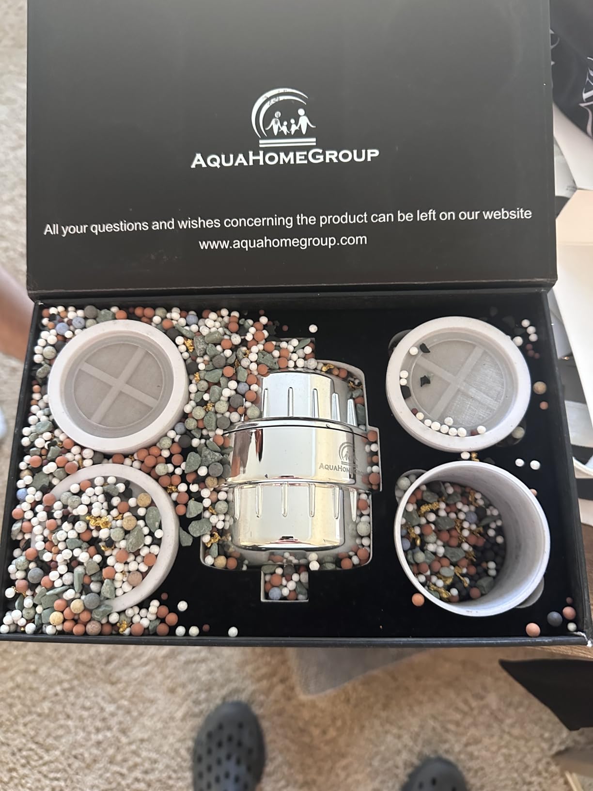 AquaHomeGroup 20 Stage Shower Filter with Vitamin C E and A - Reduces Chlorine, Heavy Metals and Sediment - 5 Cartridges Included - High Pressure - Universal Fit customer photo 2