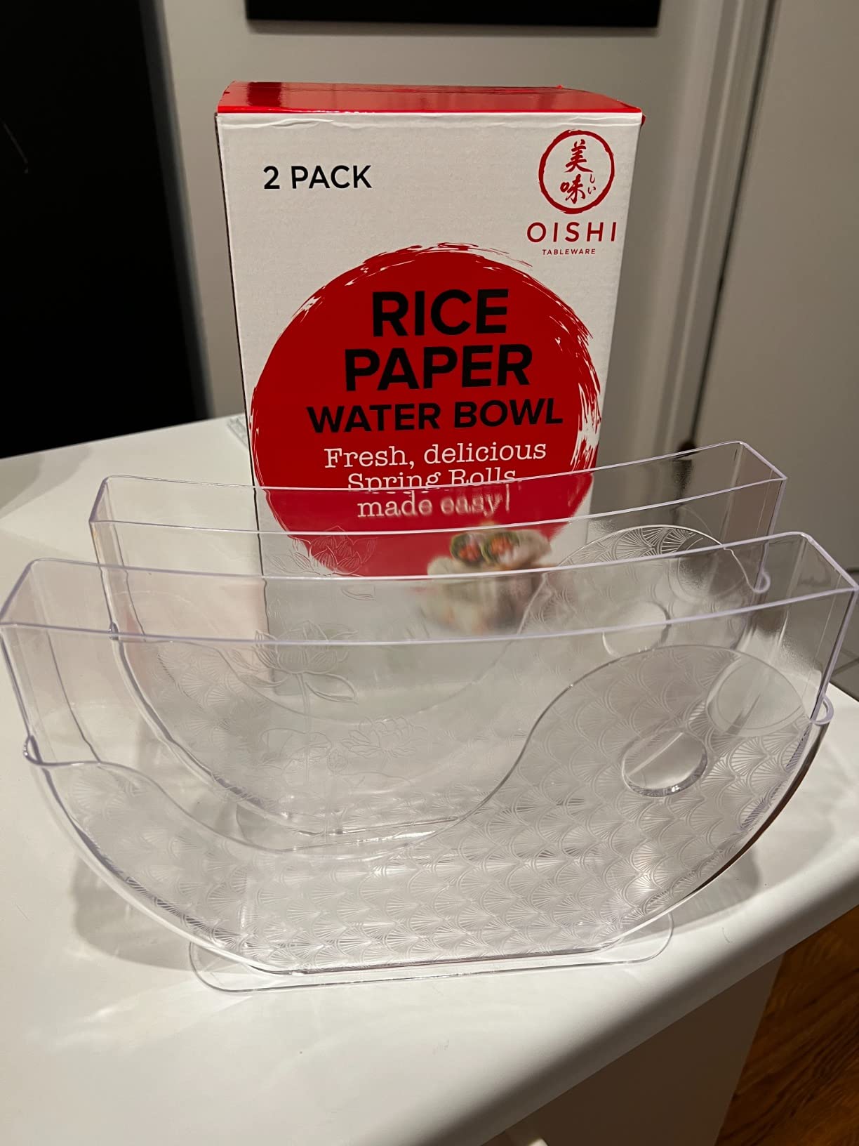 Vietnamese Rice Paper Water Bowl Dipper – Spring Roll Water Bowl, Rice Paper Holder and Dipper for Wrappers, Summer Roll Maker, Large Banh Trang Holder, 2 Pack customer photo 2