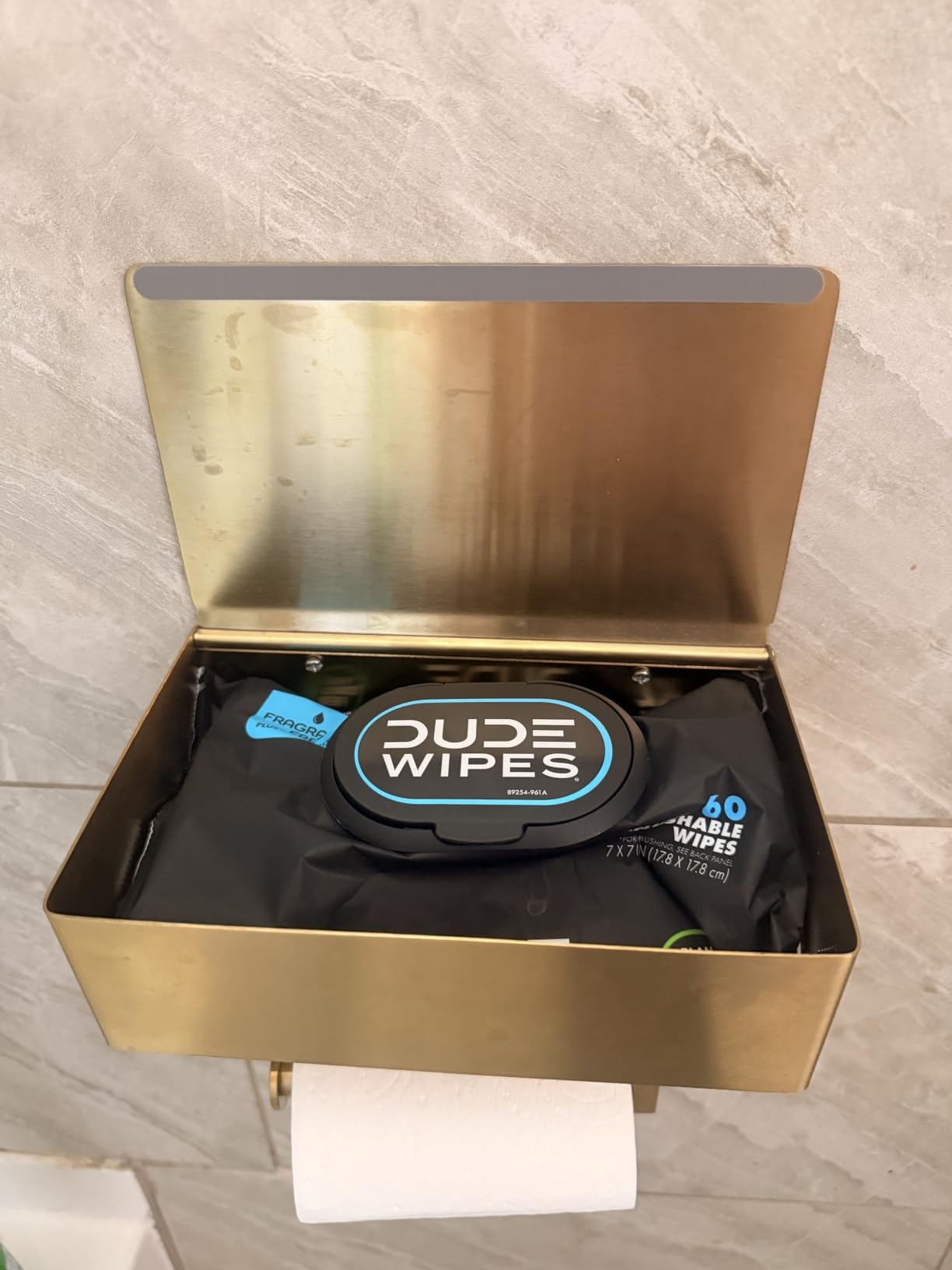 Day Moon™ Matte Black Toilet Paper Holder with Shelf & Wipe Storage, Bathroom Roll Holder with Built-in Wipe & Tampon Holder, Wall Mounted Flushable Wipe Dispenser customer photo 2