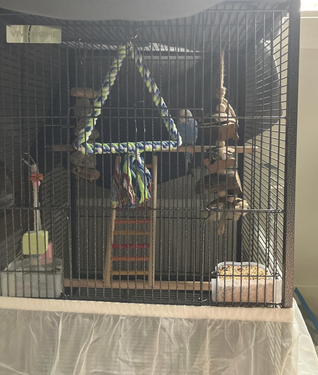 VIVOHOME Wrought Iron Bird Cage with Rolling Stand, 30 Inch Height customer photo 1