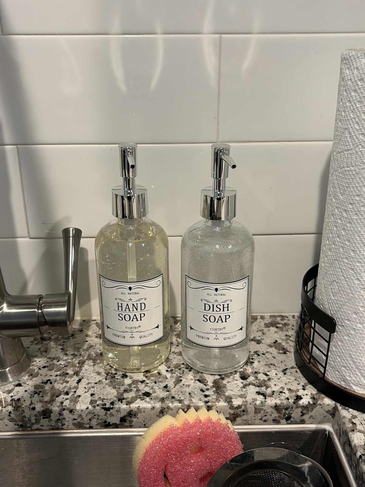 Clear Soap Dispenser with Rust Proof Pump, Waterproof Labels (2 Pack,16 Oz), Plastic Hand Soap Dish Soap Dispenser for Kitchen Bathroom customer photo 1