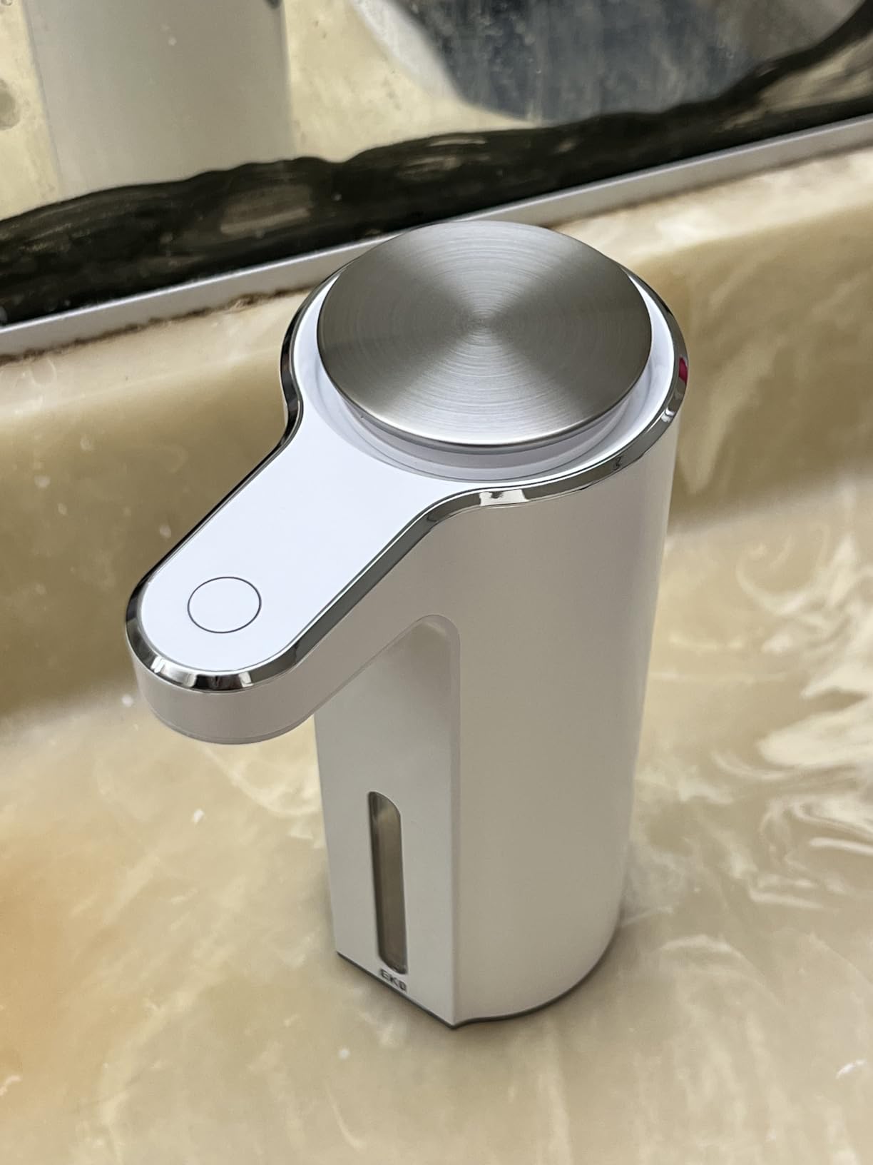 EKO Aroma Touchless Automatic Soap Dispenser for Kitchen and Bathroom, Liquid Hand Soap Dispenser, Rechargeable, 9 fl oz (Stainless) customer photo 2