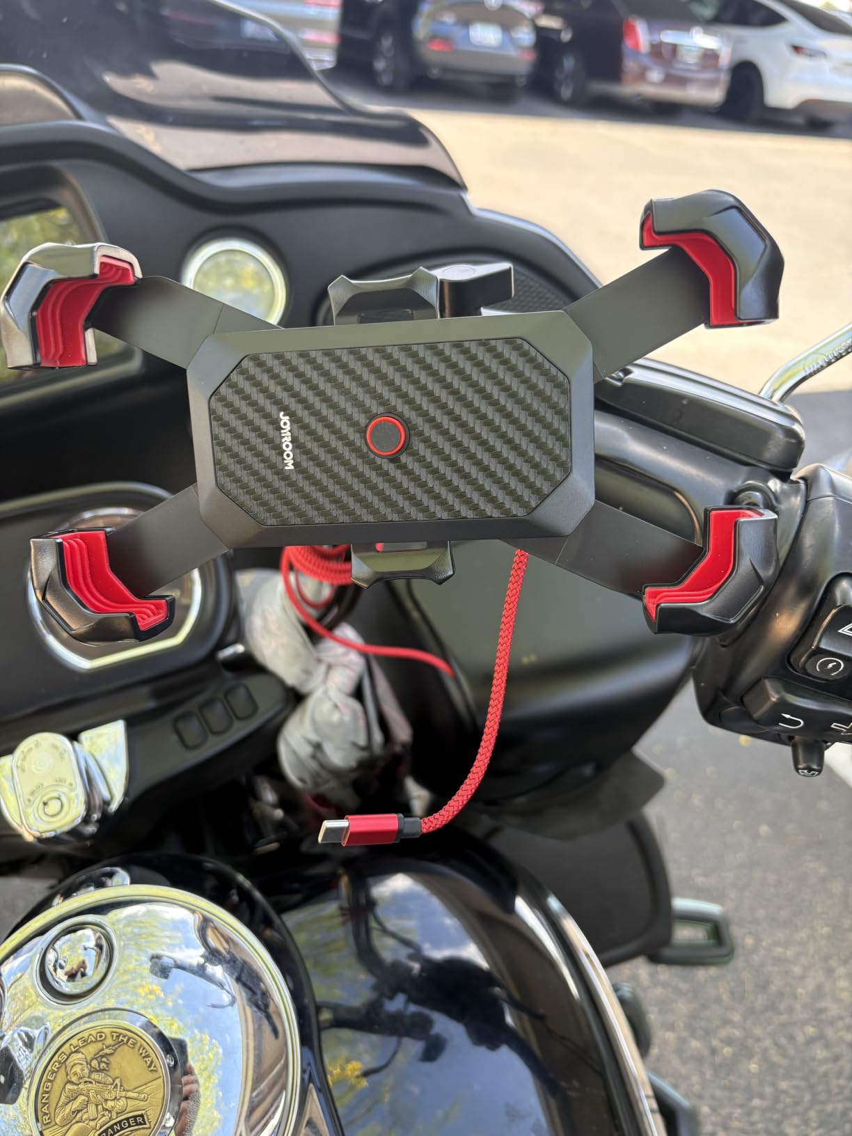 JOYROOM Motorcycle Phone Mount, [1s Auto Lock][100mph Military Anti-Shake] Bike Phone Holder for Bicycle, [10s Quick Install] Handlebar Phone Mount, Compatible with iPhone, Samsung, All Cell Phone customer photo 2