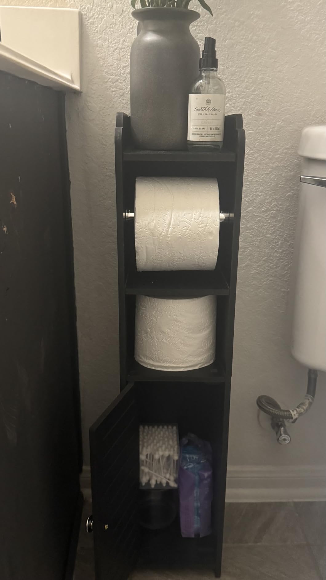 AOJEZOR Toilet Paper Holder Stand: Small Space Bathroom Storage for Renters customer photo 1