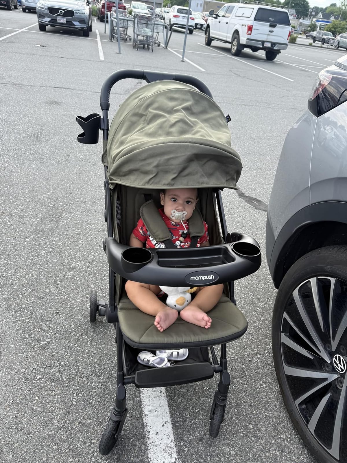 Mompush Lithe V2 Lightweight Travel Stroller Snack Tray Included, Khaki customer photo 2